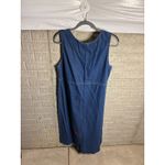 Erika  90's Dress Denim Blue Floral Embroidered Sleeveless Women's Size L Photo 3