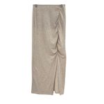 Modern Citizen Kiki Ruched Side-Slit Midi Skirt Oatmeal Cream Size Small Photo 2