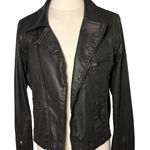 AG Adriano Goldschmied  Coated Moto Jacket Black Biker Style‎ Made In USA Size L Photo 0