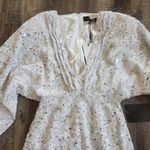 Retrofête Retrofete Camille Sequin Chiffon Dress V Neck Long Sleeve Maxi White Size XS NWT Photo 2