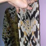 Chiffon Kimono 2X Blouse Boho Ikat Longline Sheer V Neck Swim Cover Black Photo 1