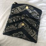 Helena de Natalio Leather Black Gold Giselle Snakeskin Clutch Purse Photo 3