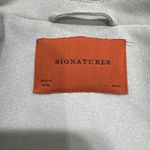 Signatures Moto Jacket Womens Size S light gray Faux Suede Cropped Belt Zippers Blue Photo 4