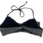 Apt. 9  Womens Striped Flounce Ruffle Halter Bikini Top Black White Medium Photo 1