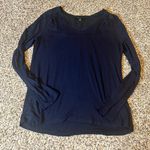 Banana Republic  Navy Blue V Neck Long Sleeve Ruffled Shoulder Top Women's Size S Photo 0