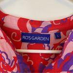 RO’S GARDEN Tyler Abstract Print Cotton Mini Shirt Dress Red/Purple Sz Large Red Photo 4