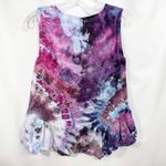 Handmade Linen Tie Dye Tank Top Sleeveless Ruffle Hem Made in Italy‎ Geode 1110 Purple Photo 1