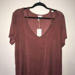 L LOVE Tee Maroon V Neck Cut Out Neckline Boutique Top Sz 3X BNWT (Bought Local) Photo 1