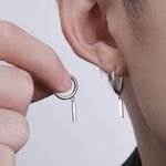 925 Silver Plated Unisex Hip Hop Dangle Drop Earrings for Men Women Photo 4