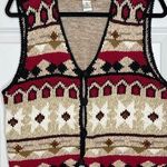 Heirloom Collectibles VINTAGE 1994 Sweater Vest Cardigan Large Brown Red Photo 0