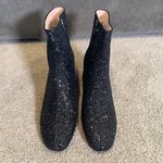 Women’s Black Glitter Covered Chunky Heeled Party Boots with Zipper Size 11 Photo 1