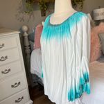 Altar'd State  White Top Blue Tie Dye Swim Coverup Flawy Bell Sleeve Womens S M L Photo 2