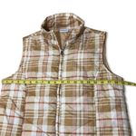 kim rogers NWOT Tan Beige White Rust Plaid Puffer Vest Sleeveless New Puffy Photo 3