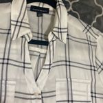 Fortune + Ivy  Women’s White & Black Plaid Long Sleeve Shirt L Photo 1