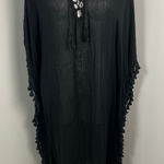 Walter Baker  Acapulco Kaftan Tasseled Coverup in Black Beach Tropical Vacation Photo 0