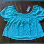 American Eagle  Outfitters Lite Teal Flowy Crop Top Size SM Photo 0