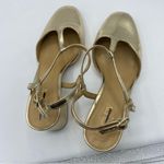 J.Crew Factory T-Strap Heels in Gold CD246 Size 8.5 wedding holiday work event Photo 5
