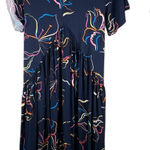 Avenue  Midi Dress Navy V-Neck 22/24 Tie Back Short Sleeves Photo 0