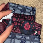 Buru Le V‎ Mod Top Blouse Button Up Back Denim Indigo Hearts Large Blue Photo 4