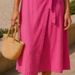 A New Day  Wrap Skirt Linen Midi XL Pink Boho Coastal Vaca Resort Pilates Beach Photo 1