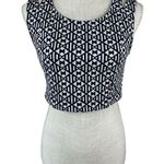Anthropologie Mine Print Crop Top Womens Size M Black White Split Shoulder Strap Photo 0