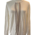 Preston & York Striped Cardigan Sweater Cream Open Front Long Sleeve Knit Top‎ Photo 0