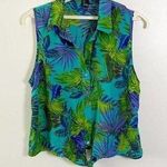 Forever 21 Tropical Button Front Collared Tank Photo 0