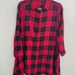 ZARA NEW  Red & Black Plaid flannel Shirt Dress Tunic Button Down SMALL Photo 0