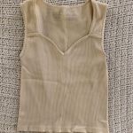 ZARA Boom Boom Jeans Cream Sweetheart Neckline Ribbed Minimalist Tank Top Medium Photo 0