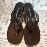 Etienne Aigner  Catskill brown leather wedge sandal‎ macrame size 7.5 Photo 2