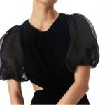 Bardot Marina Black Velvet Backless Puff Sleeve Mini Dress Date GNO Glam Party Photo 2