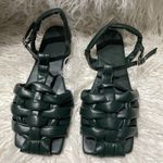 Women’s Sandals Faux Leather Basket Weave Dark Green EU 42 Size 11 Photo 0
