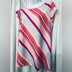 Flamingo Stripe Multicolored Pattern Short Sleeve Blouse Size Large Top Photo 11