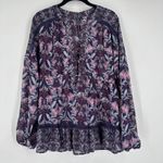 Taylor & Sage  Womens XL Floral Print Long Sleeve Blouse Top‎ Boho Purple Flowy Photo 1