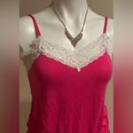 Jezebel Pink and White Lace Edges .Romper elastic waist adjustable straps Sz M Size M Photo 1