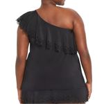 Cacique NWT  Swim No Wire Relaxed Laser Cut One Shoulder Black Tankini 18 Photo 1