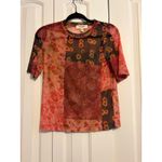 Anthropologie Porridge Clothing Patchwork Floral Mesh Short Sleeve Top Size XS Pink Photo 2