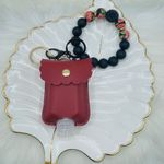 Floral Beaded Bracelet Keychain w/ Portable sanitizer Keychain Black Photo 4