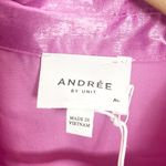 Andree by Unit  100% Polyester Shiny New Purple Cuffed Short Sleeve Blouse Photo 3