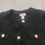 H & M Women's Black Knit Tweed Cardigan Jacket Gold Button Trim Size XL Photo 3