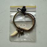 Bansri Lucky Charm Bracelet Gold Coil Leather Elephant, Wishbone & Tusk Pendant Brown Photo 2