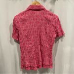 Christopher & Banks Vintage 90’s-y2k pink white embroidered crinkle short sleeve scallop hem blouse Photo 4