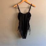 Amazon NWOT Sexy Black High Cut Ruched Side Ties One Piece Swimsuit | Size: L Photo 3