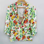 LC Lauren Conrad Blazer Jacket Womens Small White Fruit Print Rayon Pockets NWT Photo 1