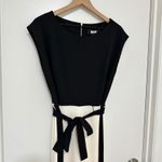 DKNY | NWT Black Cream Colorblock Wide Leg Belted Cap Sleeve Jumpsuit, Size 10 Photo 3