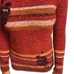CRAZY HORSE Vintage Y2K Collection Rust Knit Sweater Floral Embroidered Small Photo 3