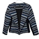 Lane Bryant  Women's Size 14 Geometric‎ Print Open Front Blazer Jacket Blue Black Photo 2