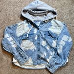 American Eagle AE Cropped Denim Hooded Shacket Photo 5