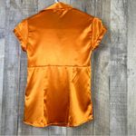 ZARA Basic Size XS Satin Orange V-Neck Top with Short Cap Sleeves 1/2 bu… Photo 2