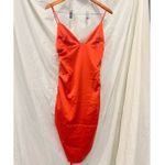 NBD Dex Ruched Drawstring Adjustable Side Tie Poppy Orange Mini Dress Sz Small Photo 2